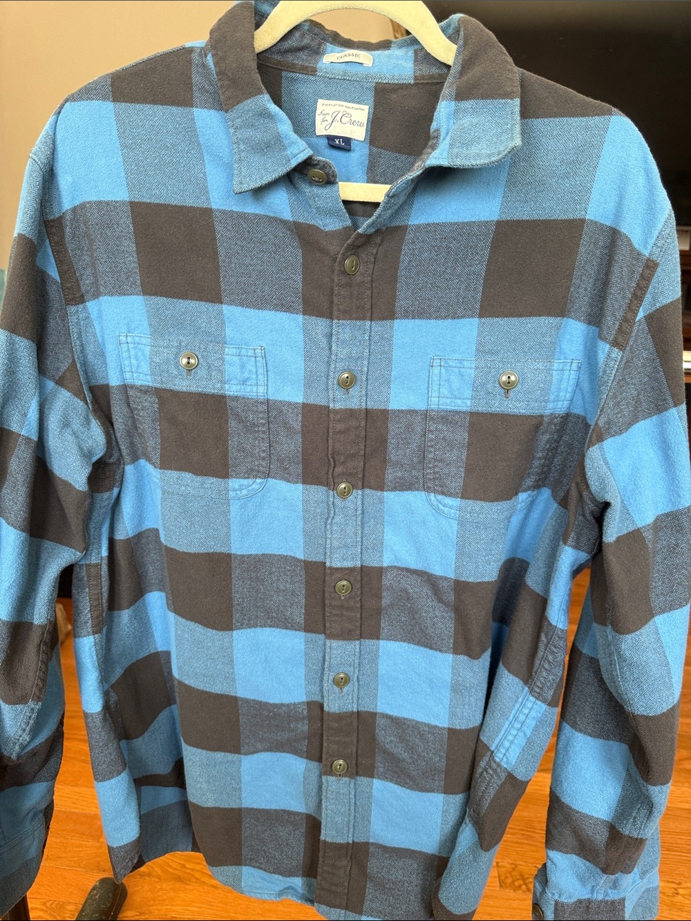 J. Crew Blue and Black Buffalo Plaid Button-Down Shirt